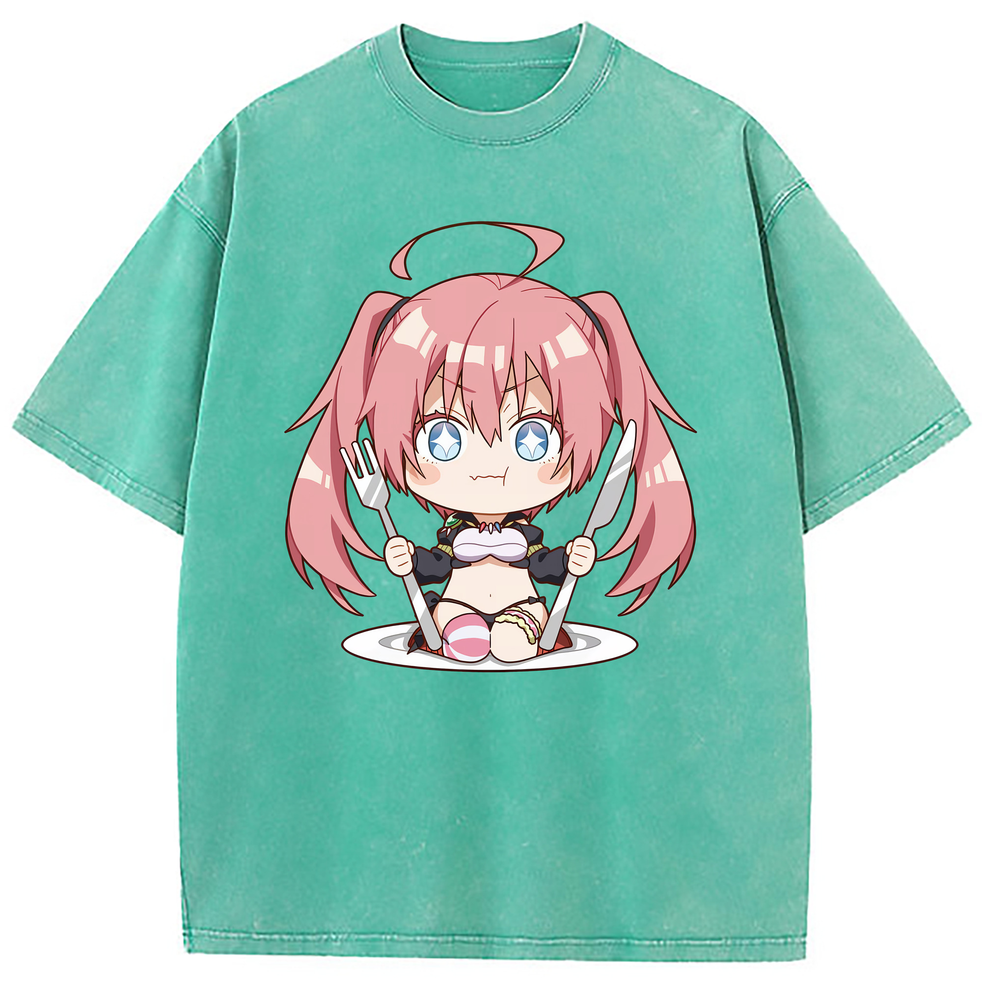 （画像用） 転スラ Regarding Reincarnated to Slime 綿100% ヴィンテージ風 半袖Tシャツ（フロントプリント）